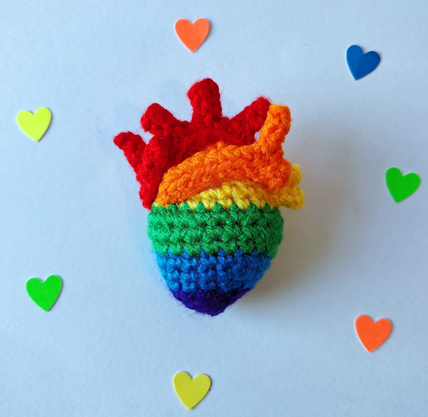 Anatomical Heart Brooch- Rainbow Flag