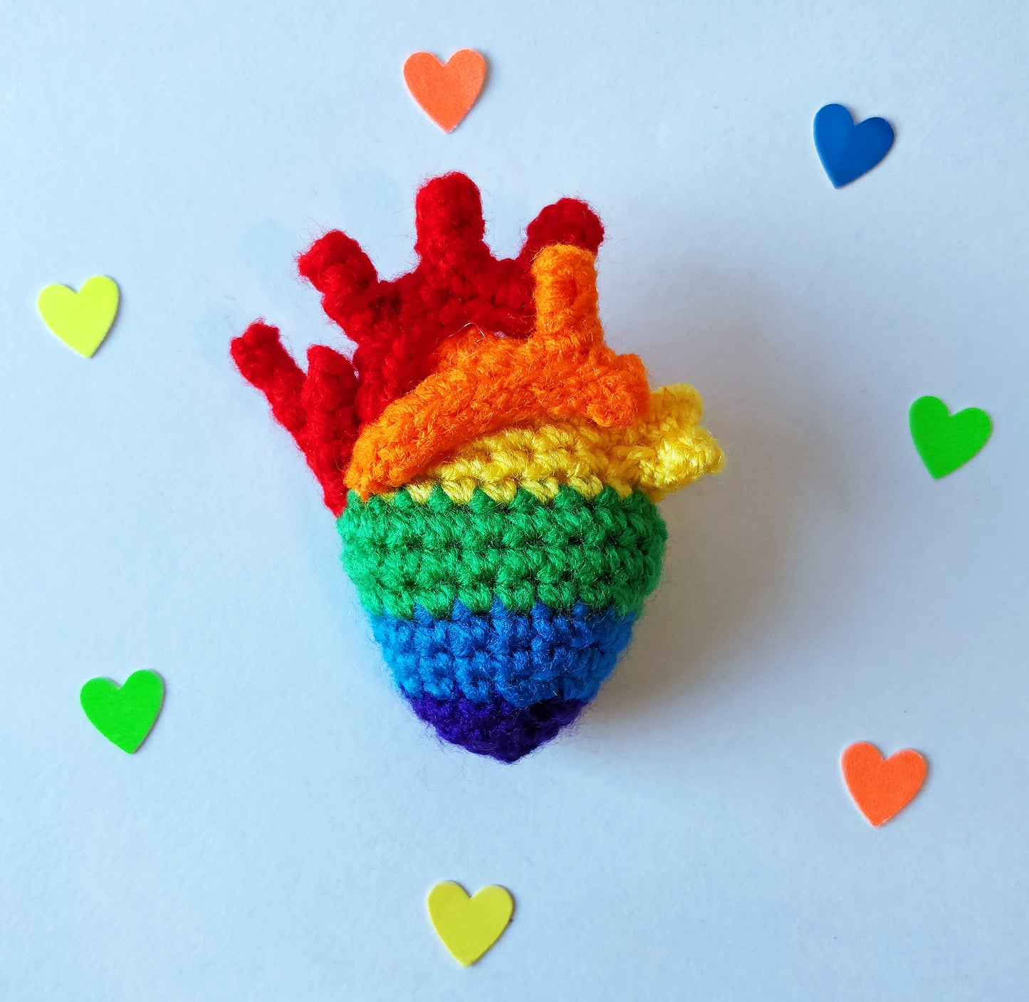 Anatomical Heart Brooch- Rainbow Flag